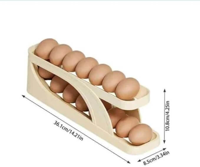 رف زحليقة البيض الذكي – 2 طبقات للتنظيم داخل التلاجة