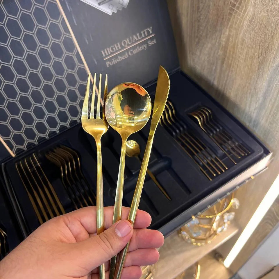 طقم معالق ملكي ستانلس فاخر – 24 قطعة