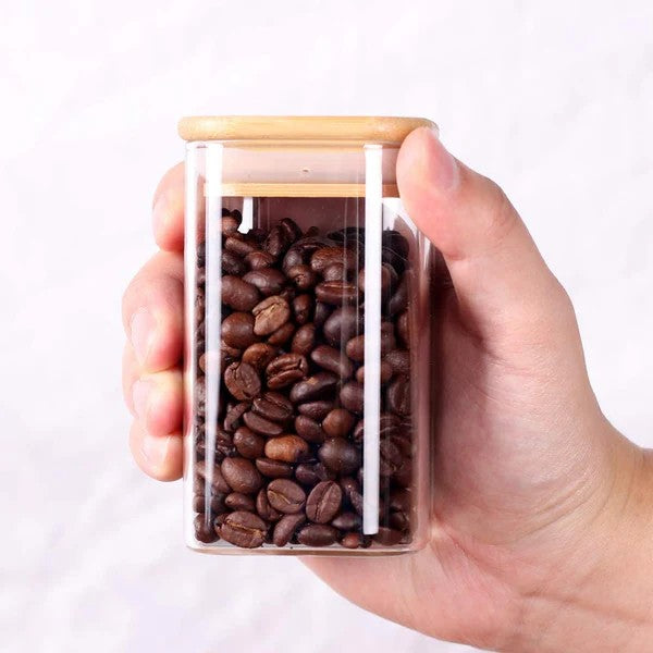 طقم توابل 250 مل كامل بمنظم خشب + معالق + استيكر