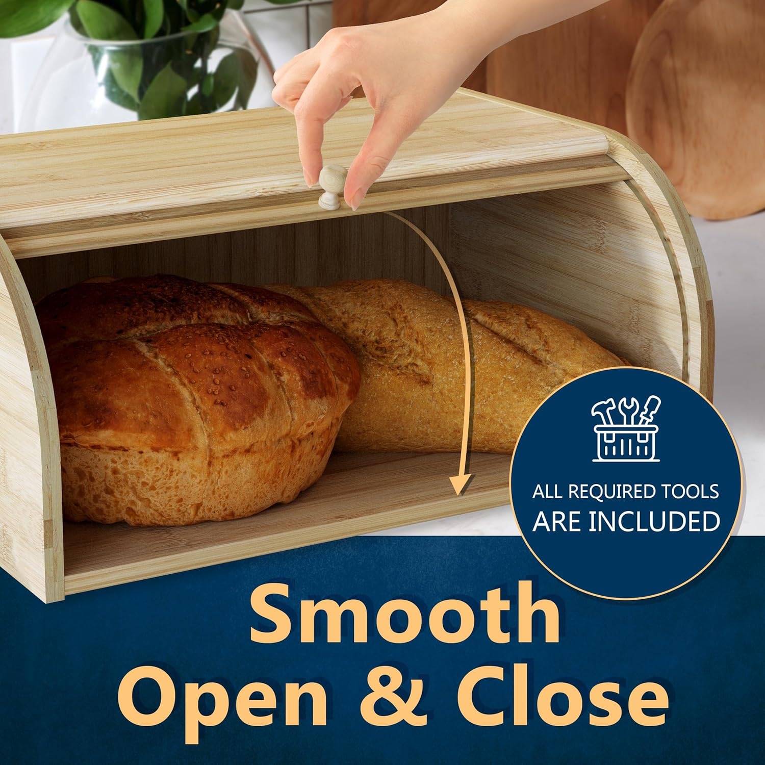 عياشة خبز (صندوق تخزين خبز) مصنوعة من خيزران طبيعي عالي الجودة