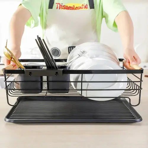 رف مطبخ لتجفيف الصحون والأكواب مع حامل أدوات