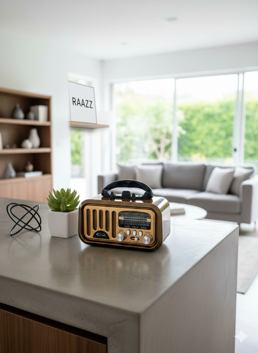 راديو خشبي كلاسيكي  بصوت نقي – ديكور أنيق للمنزل والمكتب