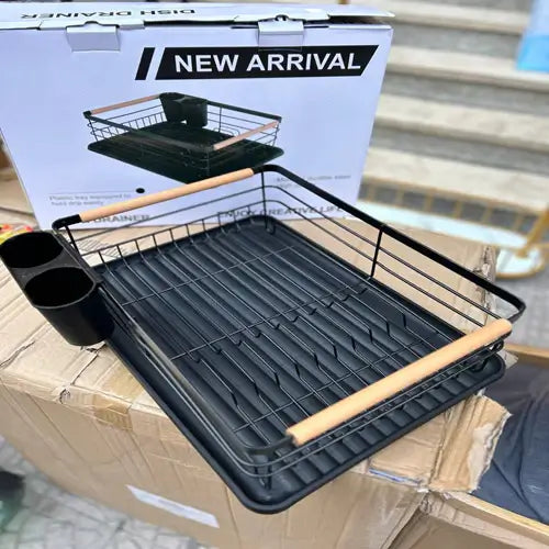 رف تجفيف أطباق معدني مع حامل أدوات – تصميم عصري2