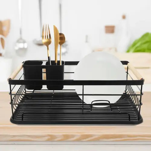 منظم وتجفيف أطباق وأدوات المطبخ – معدني أسود