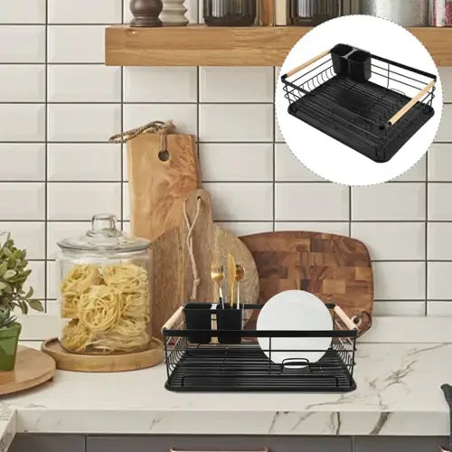 منظم وتجفيف أطباق وأدوات المطبخ – معدني أسود2