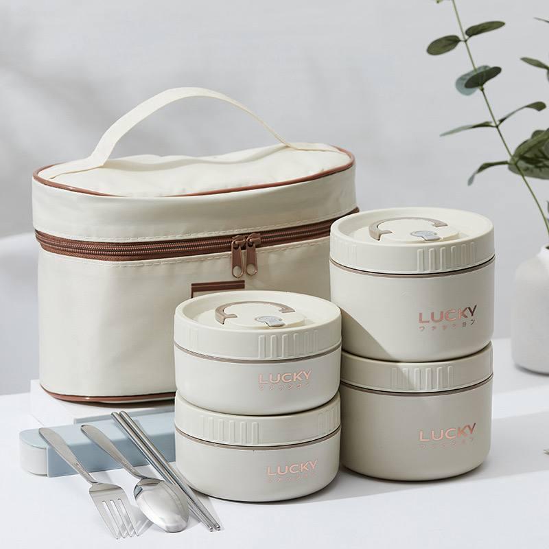 لانش بوكس حراري 4 قطع + شنطة عزل حراري