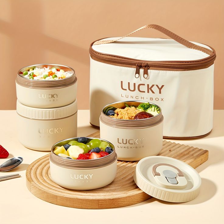 لانش بوكس حراري 4 قطع + شنطة عزل حراري