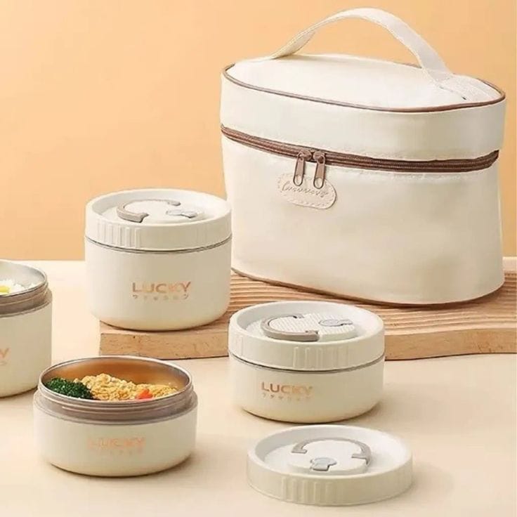 لانش بوكس حراري 4 قطع + شنطة عزل حراري