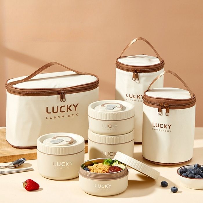 لانش بوكس حراري 4 قطع + شنطة عزل حراري