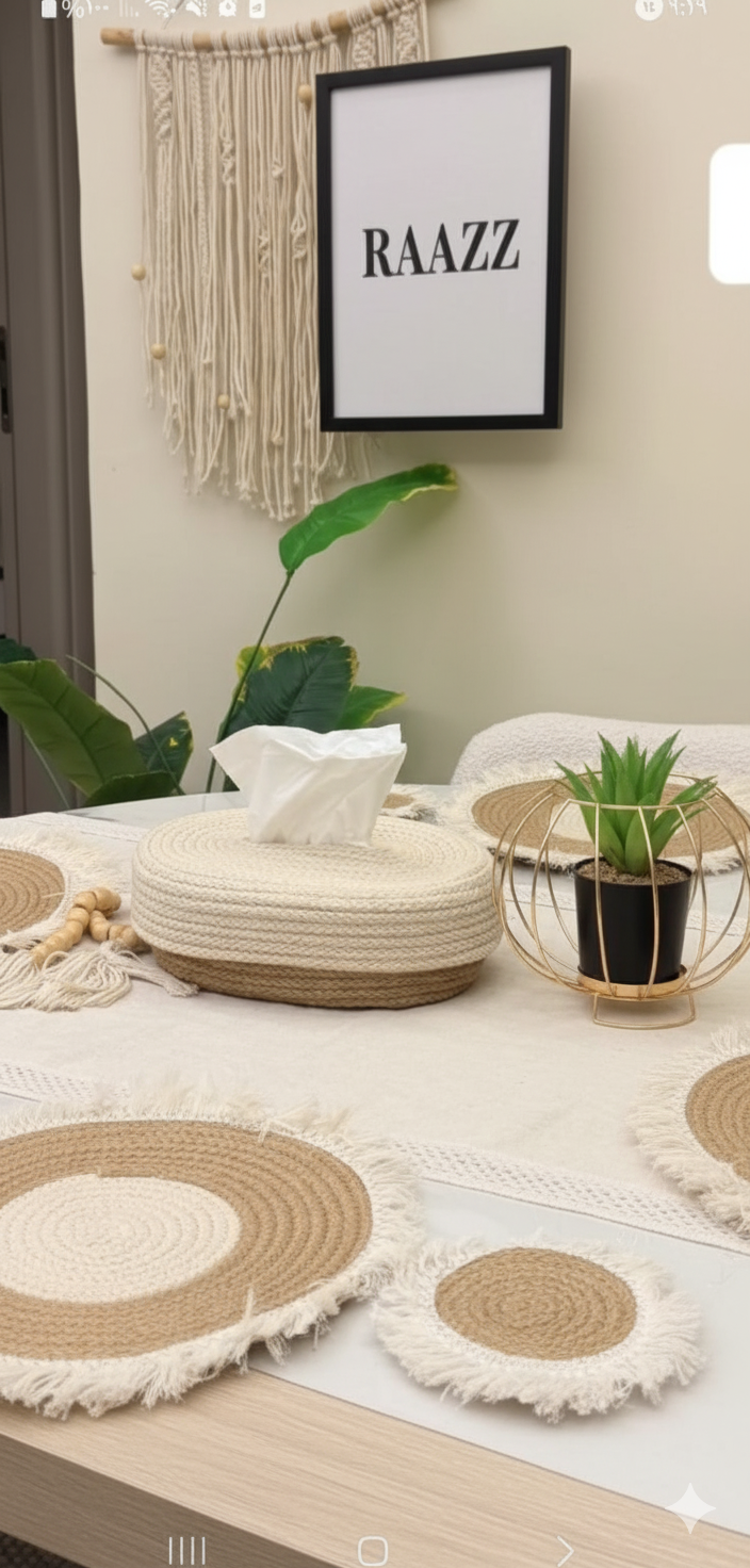 علبة مناديل خوص طبيعية